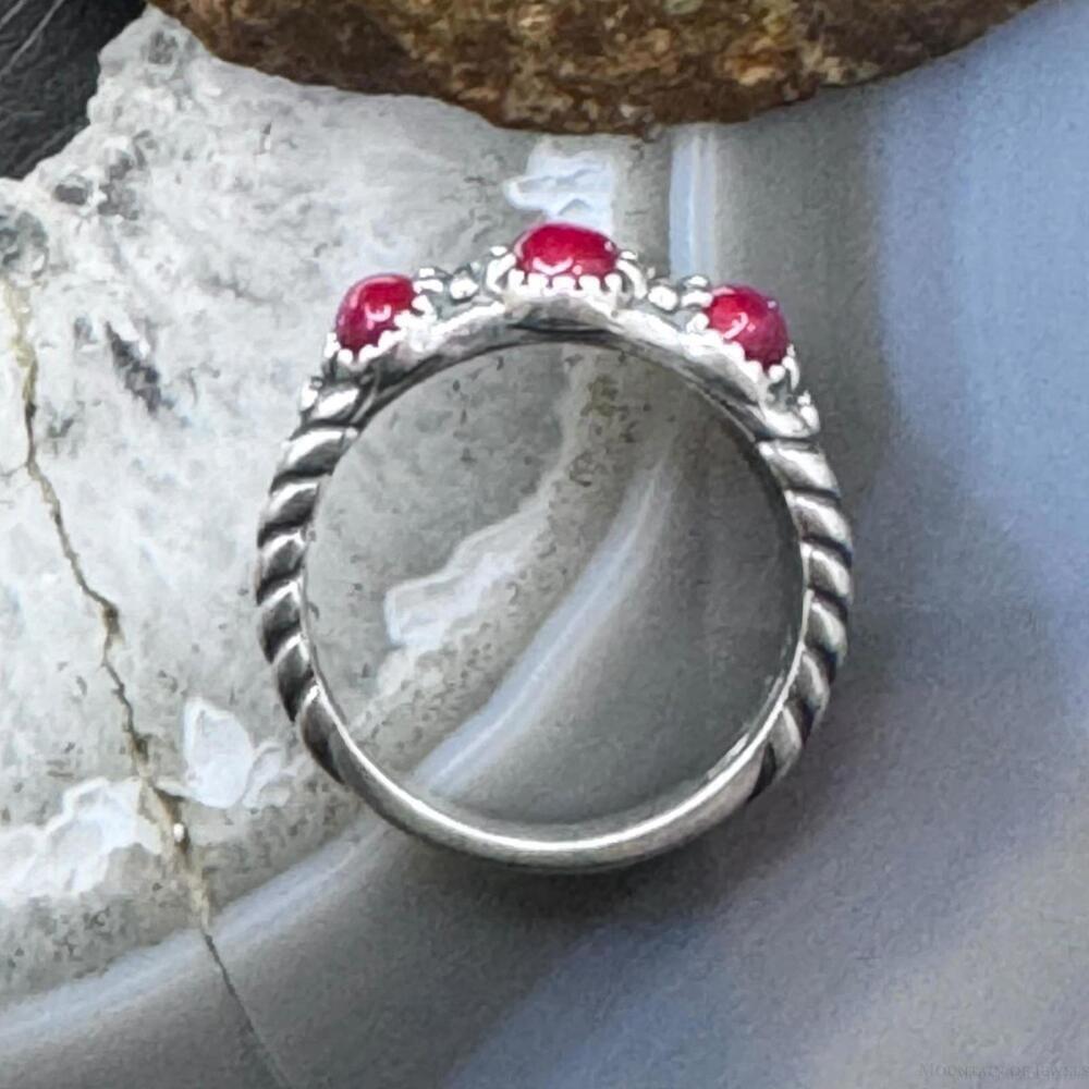 Carolyn Pollack Sterling Silver 3 Oval Red Jasper Decorated Ring For Women - Picture 8 of 10